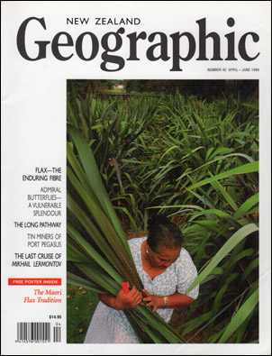 photo of New Zealand Geographic magazine with Maori weaving article