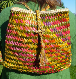 photo of woven flax backpack