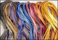 photo of dyed flax strips