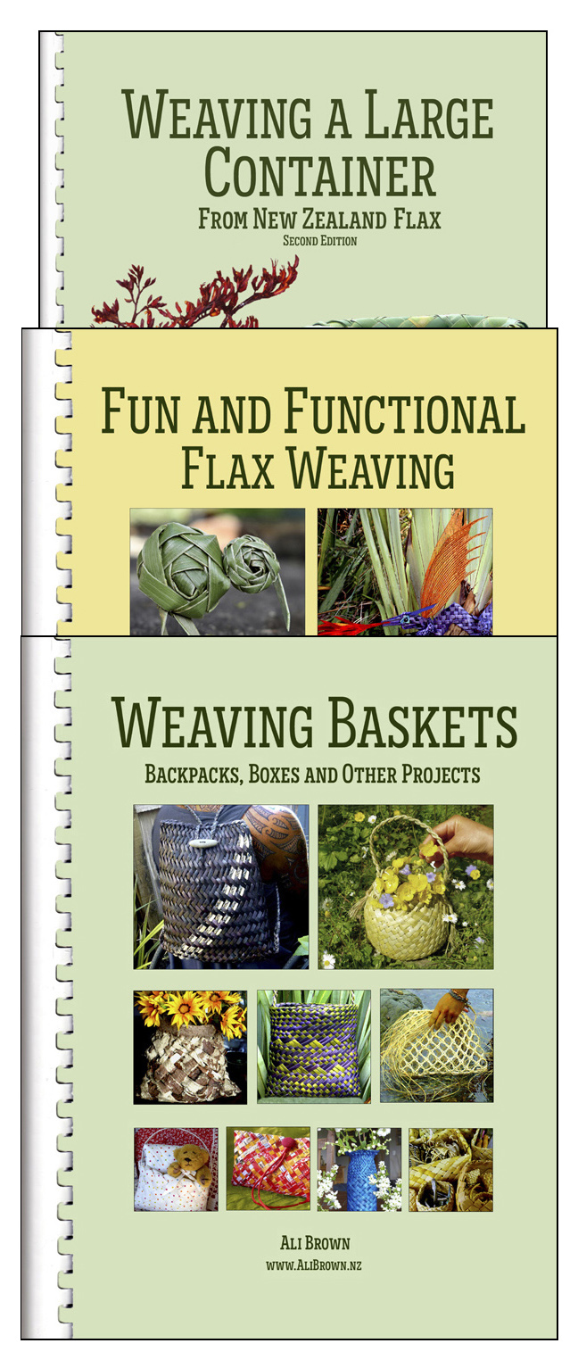 Photo of set of three flax weaving books