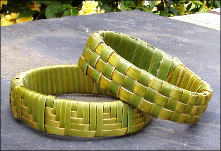 photo of a woven flax wristband