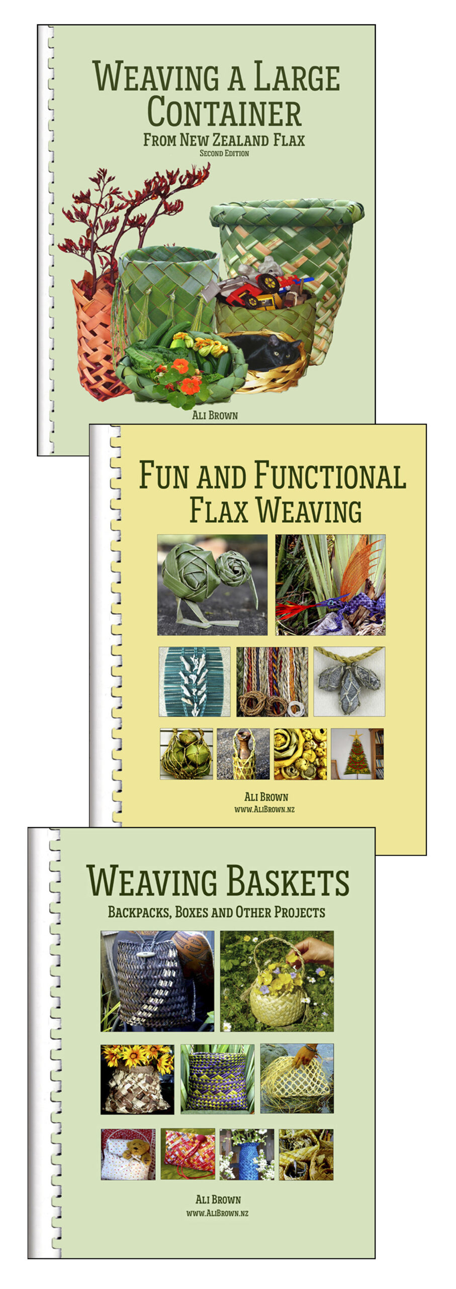 Photo of set of three flax weaving books