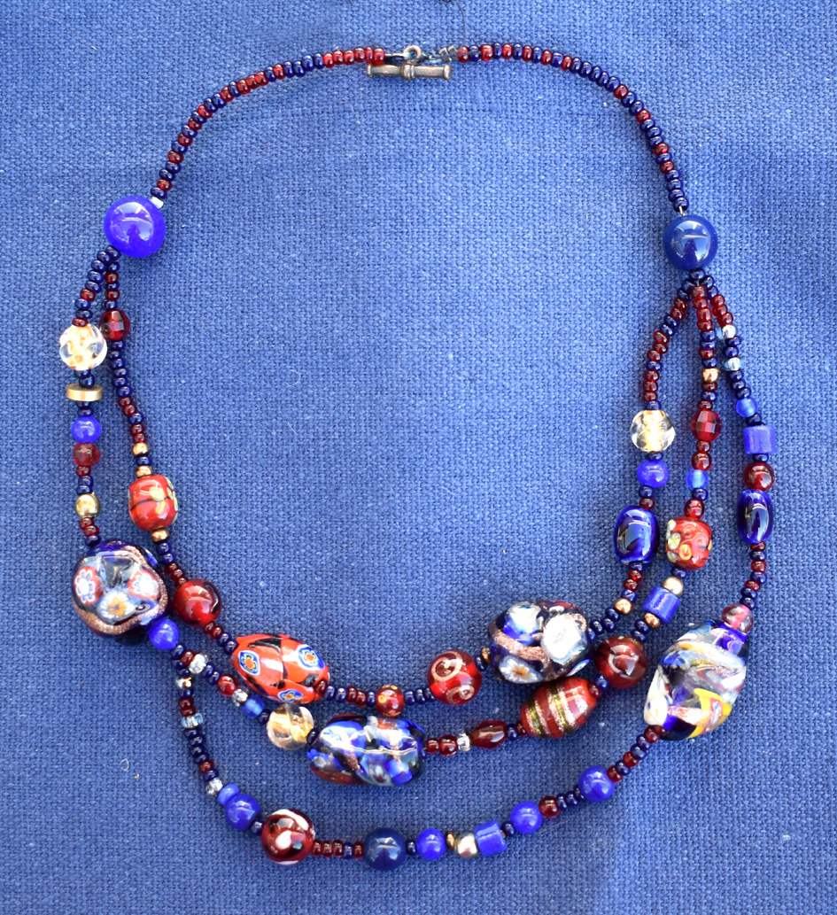 necklace with handmade murano glass beads