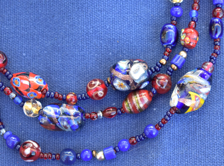 necklace with handmade glass beads