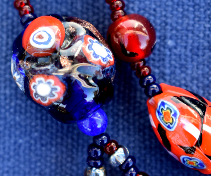 necklace with handmade glass beads