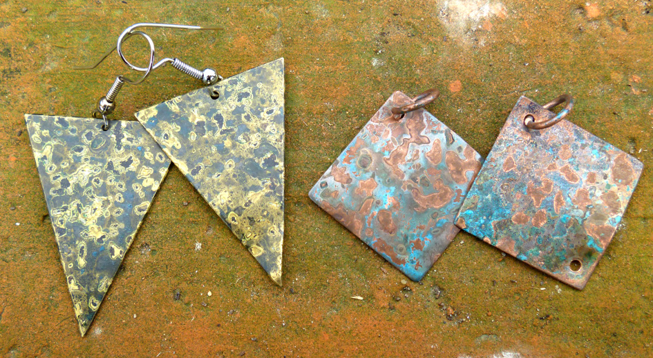 image of patinated metal earrings
