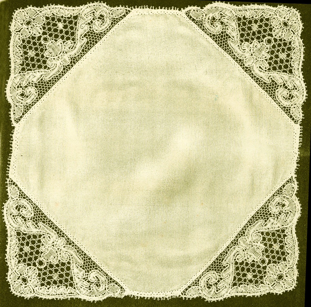 image of silk handkerchief with bobbin lace