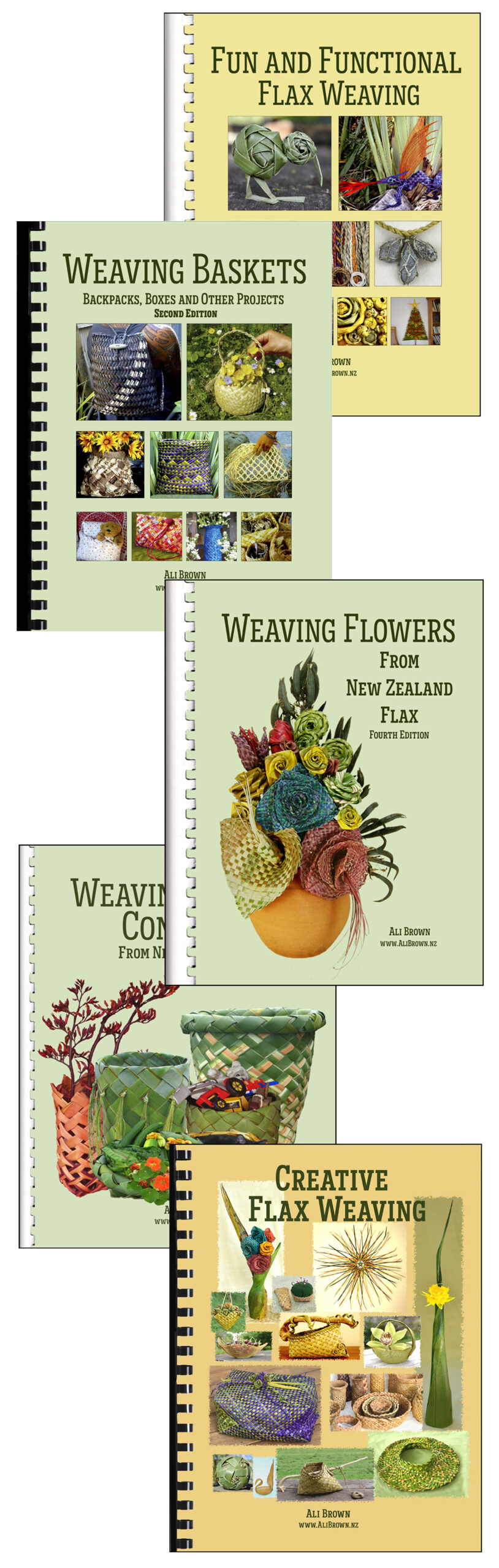 Photo of set of 5 flax weaving books
