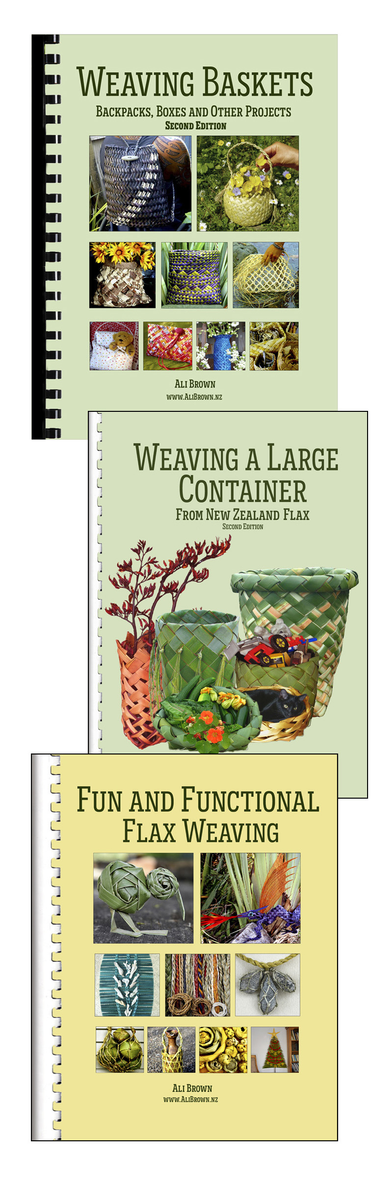 Photo of set of three flax weaving books